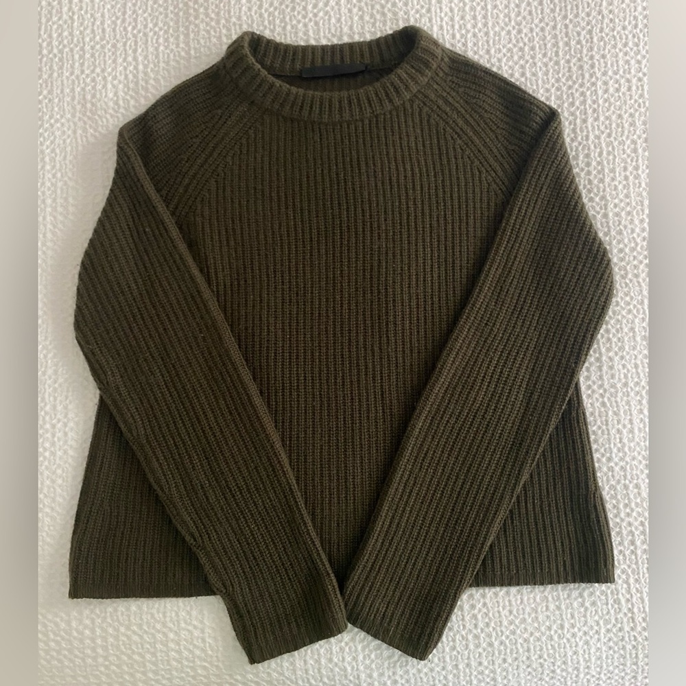 Jenni Kayne Cashmere Fisherman Sweater, Olive Size Small S